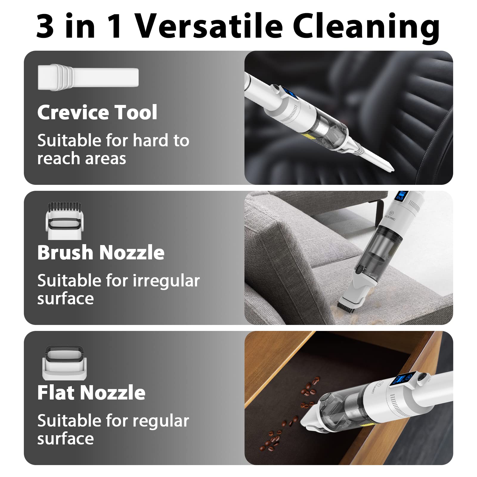 VICSONIC Handheld Vacuum Cleaner H2 - Black / White