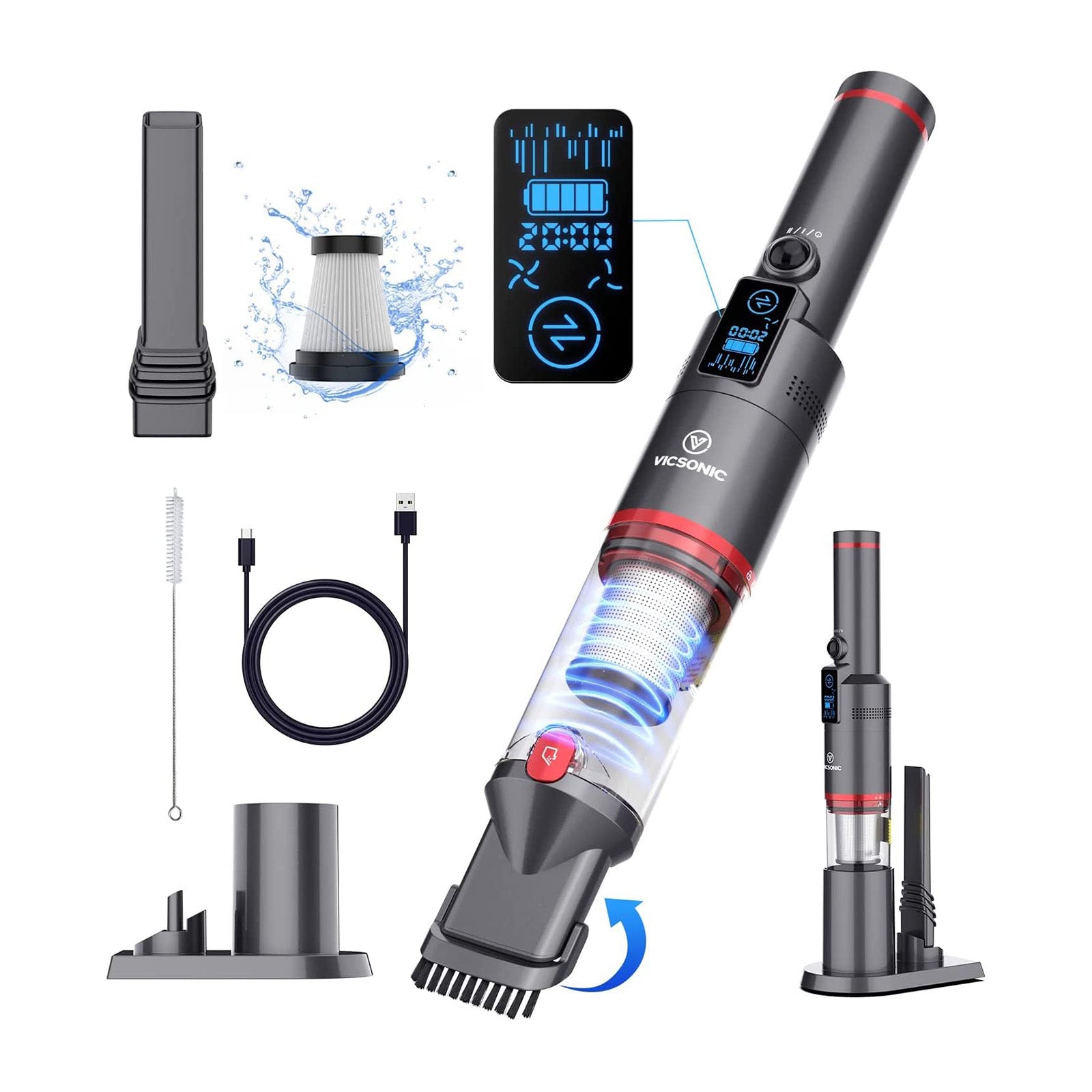 VICSONIC Handheld Vacuum Cleaner H2 - Black / White